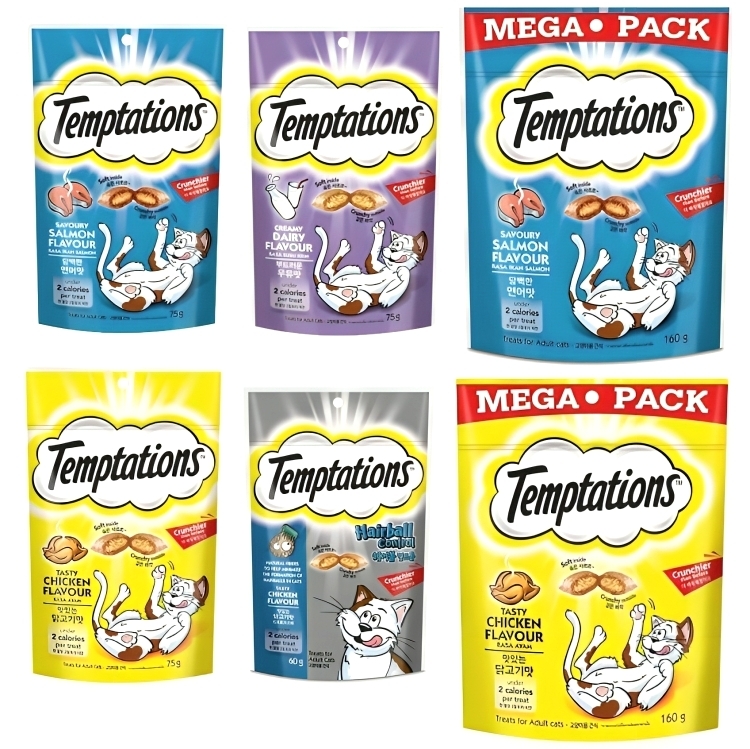 【澳門發貨】whiskas偉嘉Temptations貓小食75g/MEGA160g寵物貓貓咪零食主食營養糧食貓糧