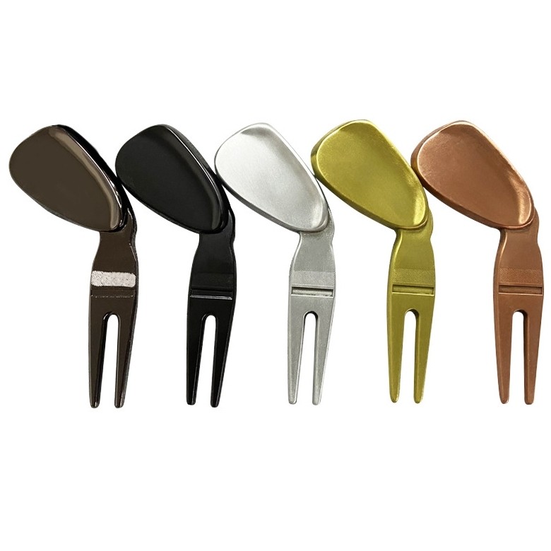 高爾夫果嶺叉創意金屬推杆頭球叉果嶺修復工具叉