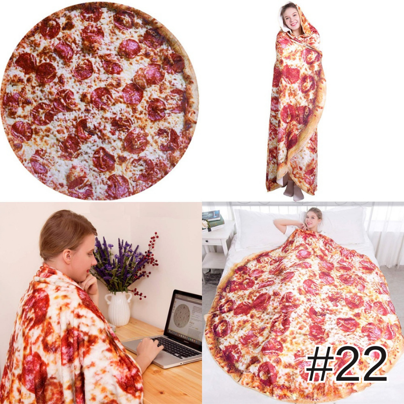 創意印花毛毯雙面捲餅毯墨西哥卷餅毯數碼印花披薩毯子法蘭絨午睡毯玉米餅雙面毛毯空調毯四季通用被子