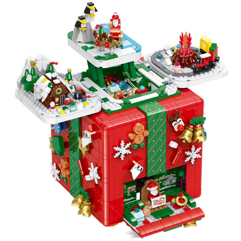 GULY古勵聖誕驚喜禮盒積木帶音樂盒燈光相容樂高拼裝積木模型益智玩具