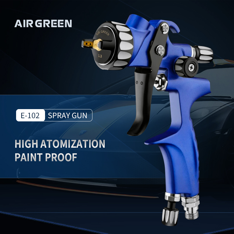AirGreen Blue HVLP Gravity Spray Gun – Professional Ergonomic Paint Tool 1.3mm/1.4mm/1.5mm