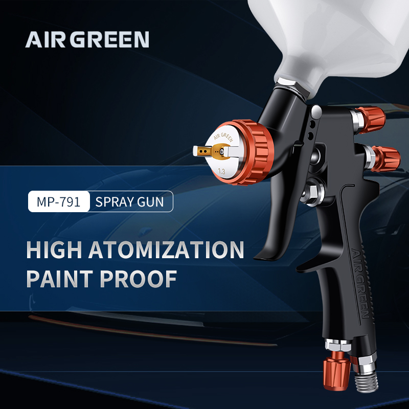 AirGreen HVLP Gravity Spray Gun Full Kit – Red Control Professional Paint Gun 1.3mm with Accessories