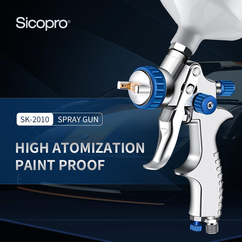 SICOPRO LVLP Gravity Feed Spray Gun Kit – Full Set with Pressure Regulator, Filters, Nozzles & Cleaning Tools for Automotive & Industrial Painting