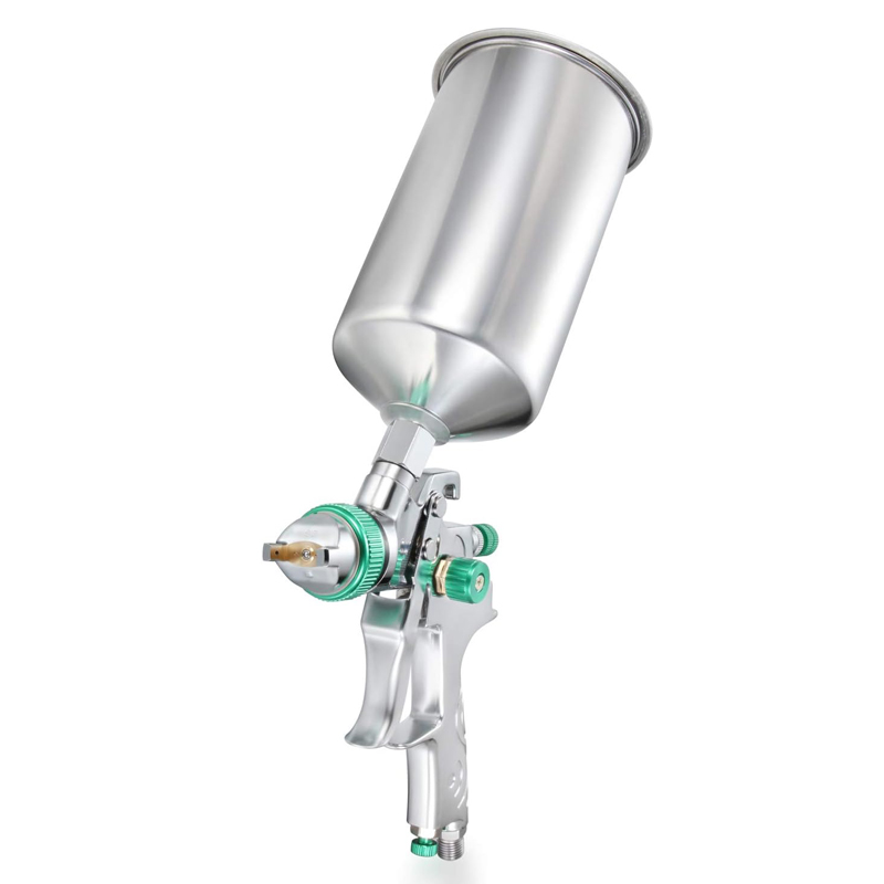 Sicopro AS1009 LVLP Spray Gun with 600ml Aluminum Cup – Gravity Feed, Polished Body, Precision Control