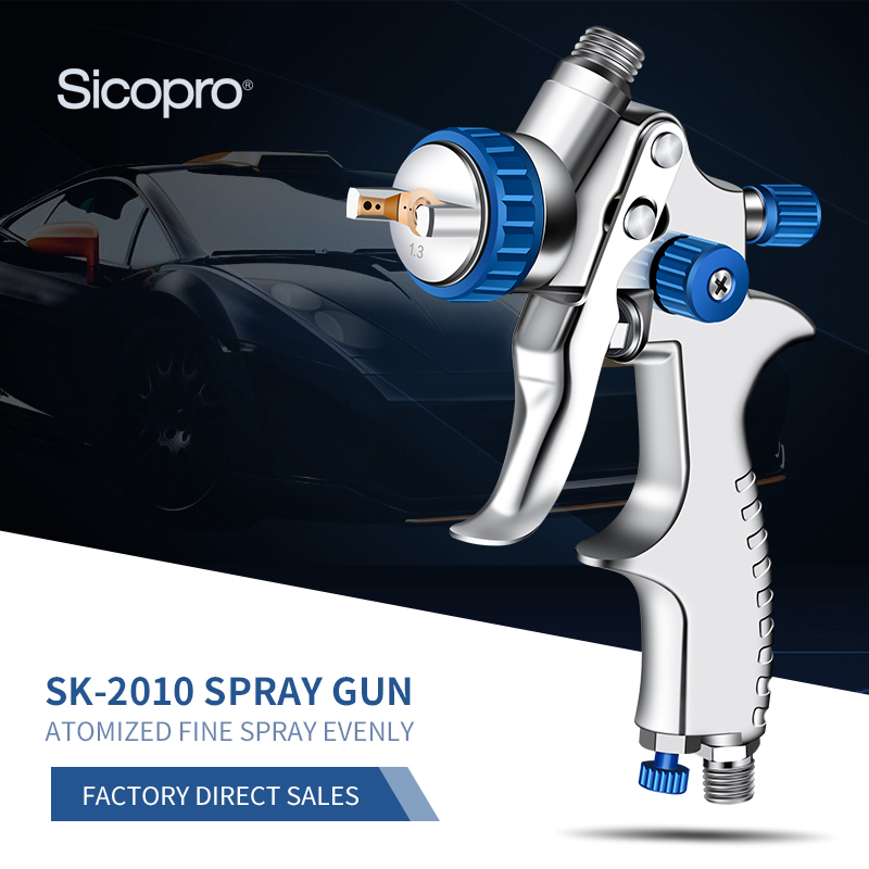 SICOPRO LVLP Gravity Feed Spray Gun Kit – Full Set with Pressure Regulator, Filters, Nozzles & Cleaning Tools for Automotive & Industrial Painting