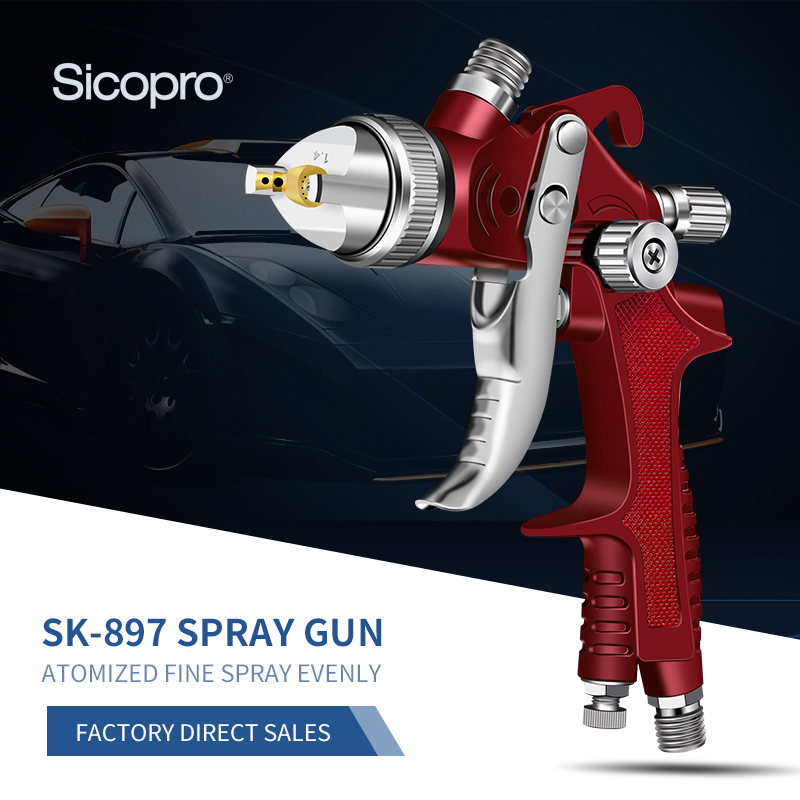 Professional LVLP Gravity Spray Gun – Chrome Finish Paint Gun with Blue Precision Controls for Automotive & Woodworking