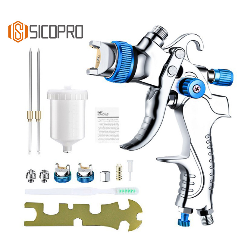 SICOPRO 2008 LVLP Spray Gun Set – Full Kit with Pressure Regulator and Cleaning Tools