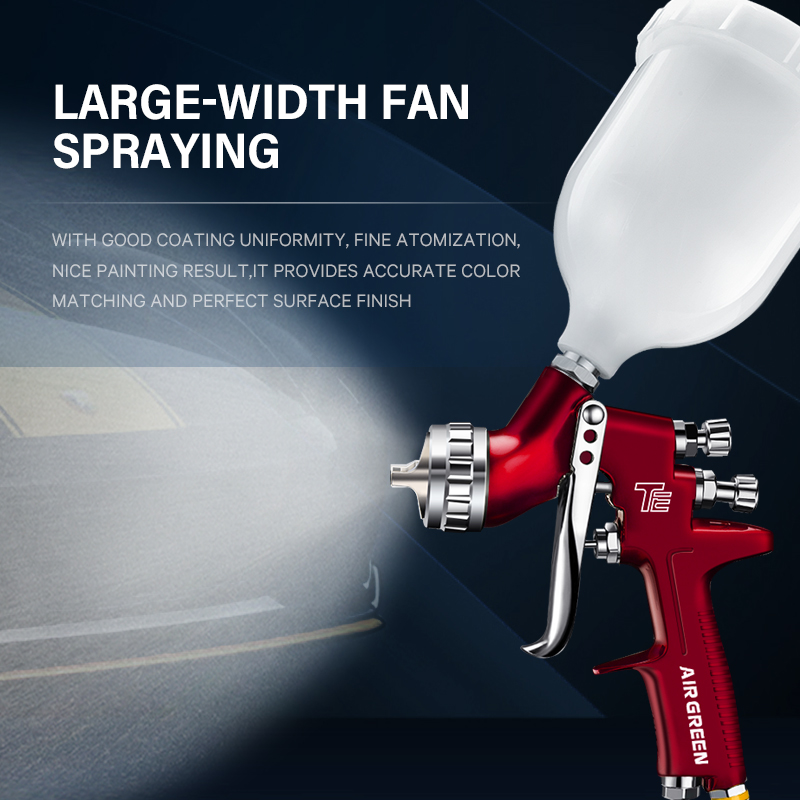 SICOPRO TE LVLP Spray Gun – Red Gravity Feed Paint Gun with Cup for Automotive & Furniture Coating