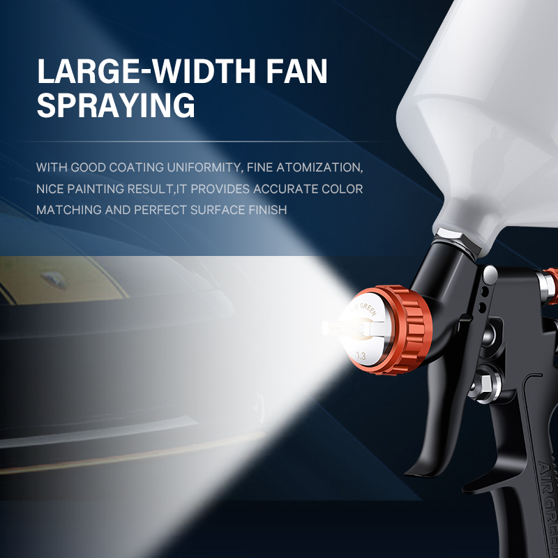 AirGreen HVLP Gravity Spray Gun Full Kit – Red Control Professional Paint Gun 1.3mm with Accessories