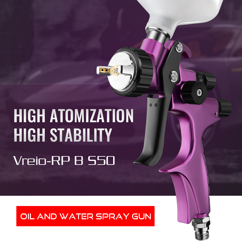 S-50 Mini LVLP Spray Gun – Purple Touch-Up Paint Sprayer for Fine Detail Work