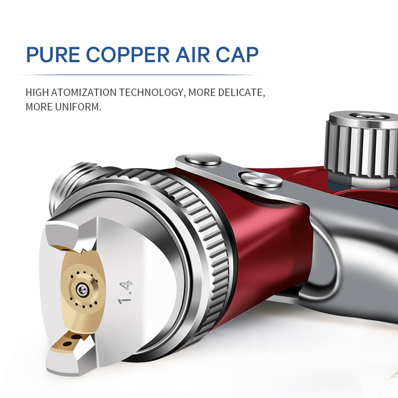 Professional LVLP Gravity Spray Gun – Chrome Finish Paint Gun with Blue Precision Controls for Automotive & Woodworking