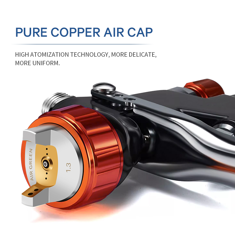 AirGreen HVLP Gravity Spray Gun Full Kit – Red Control Professional Paint Gun 1.3mm with Accessories