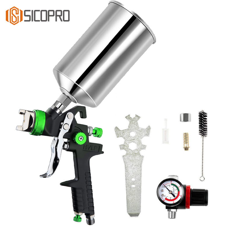 H-827A LVLP Spray Gun Kit with Aluminum Cup & Pressure Regulator – Full Accessories