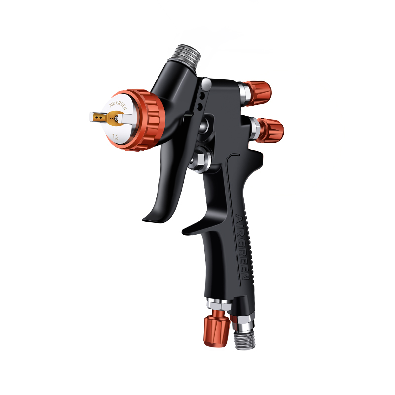 AirGreen HVLP Gravity Spray Gun Full Kit – Red Control Professional Paint Gun 1.3mm with Accessories