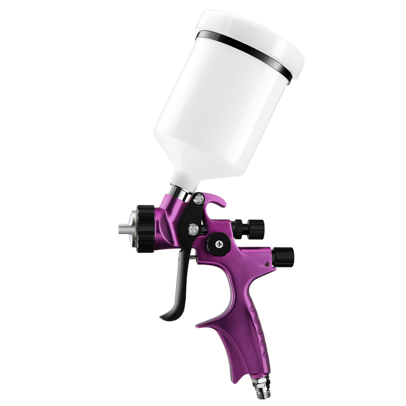 S-50 Mini LVLP Spray Gun – Purple Touch-Up Paint Sprayer for Fine Detail Work