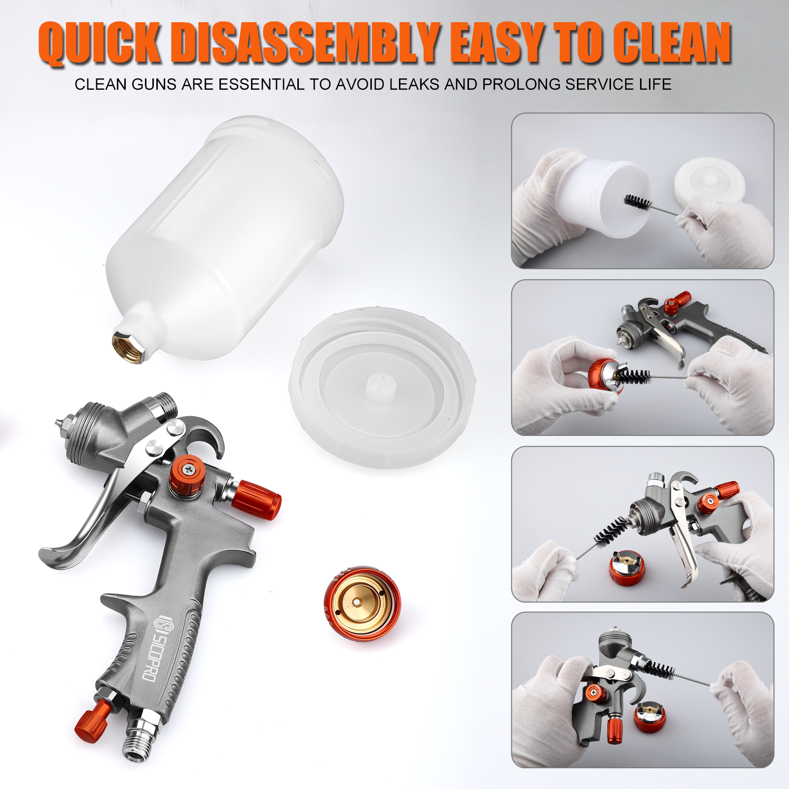 Multifunctional HVLP Air Spray Gun Kit with Nozzles, Regulator & Filter