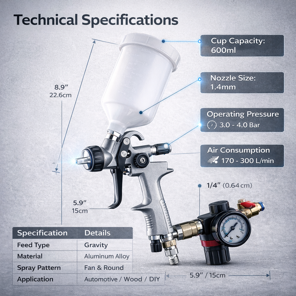 Refinished Painting LVLP Spray Gun Automotive Grade – Advanced Precision 3.0-4.0 Bar