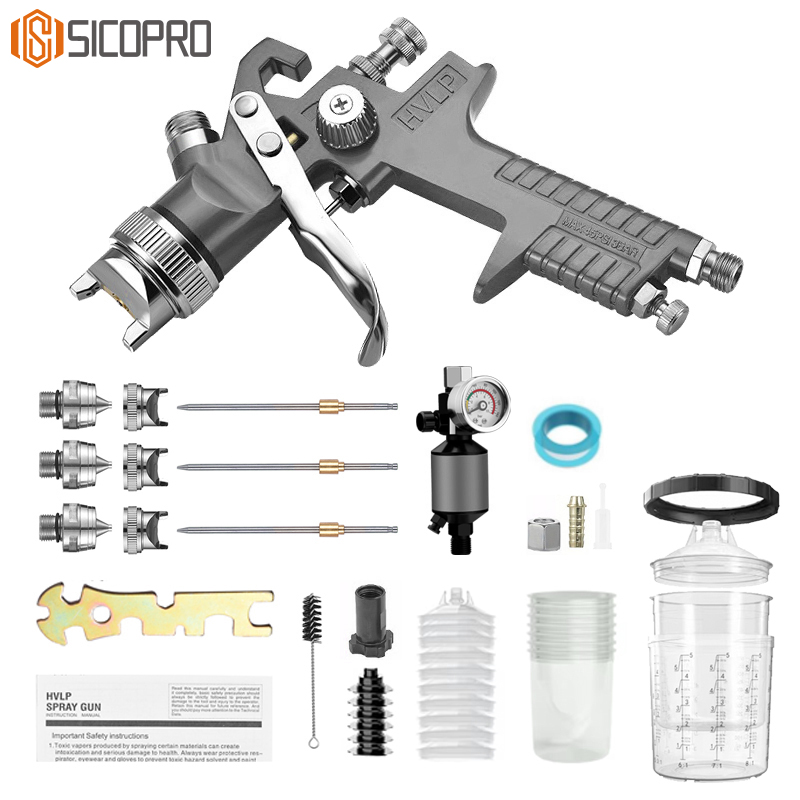 H-827P Grey LVLP Spray Gun Kit with MF-10 Regulator & Disposable Cup System