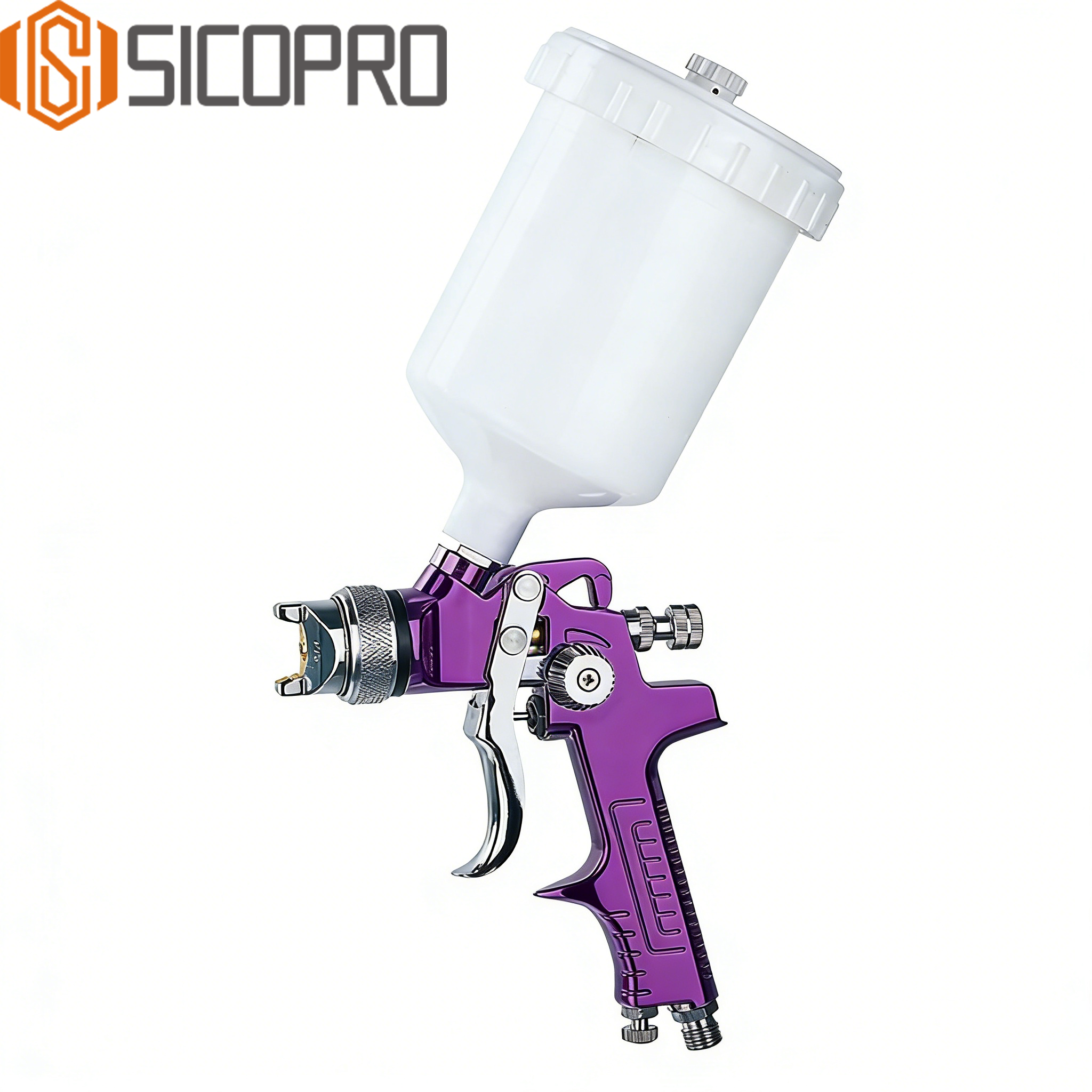 SICOPRO AS-1001P Purple LVLP Gravity Feed Spray Gun for Automotive & Furniture Refinishing