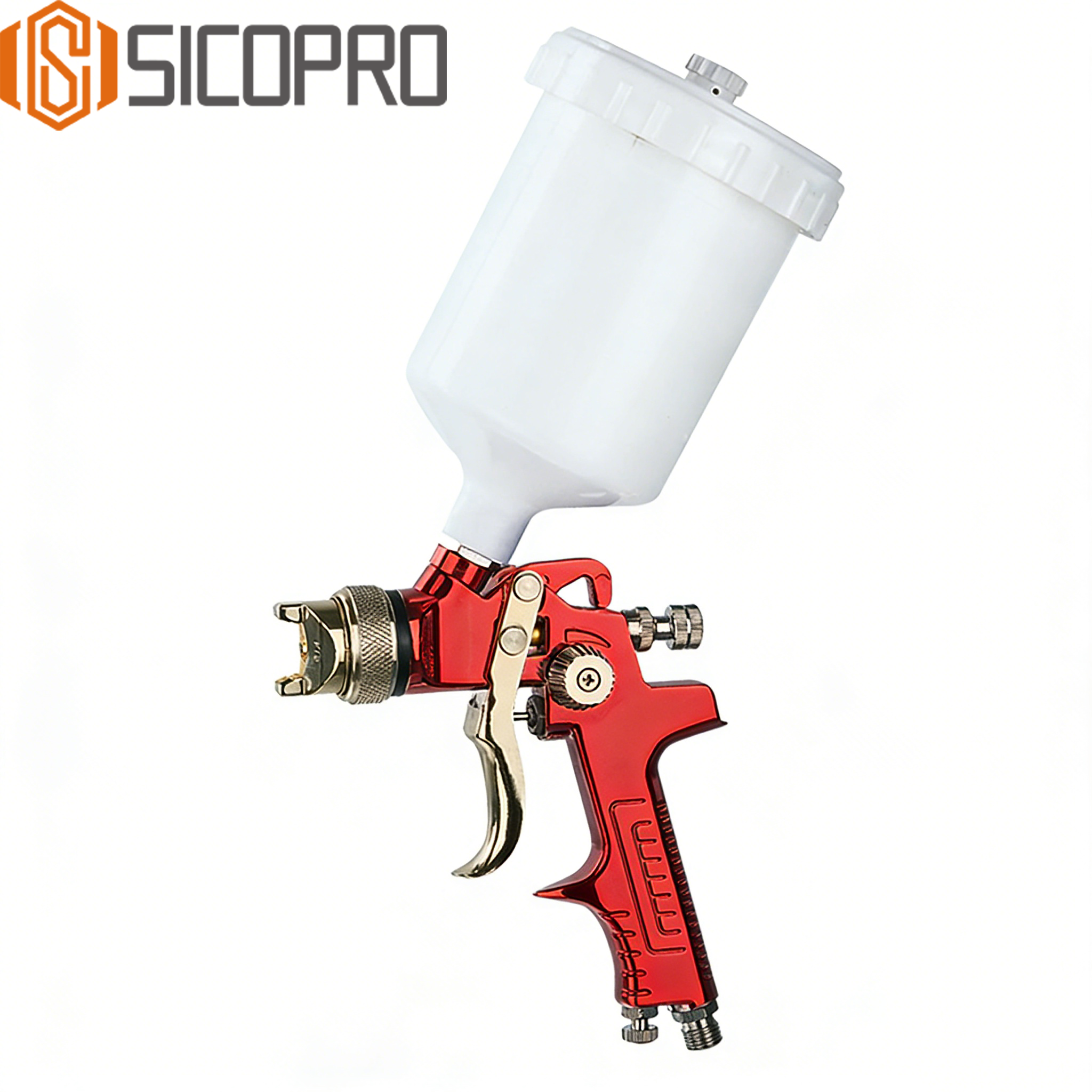 SICOPRO AS-1001P Red LVLP Gravity Feed Spray Gun for Automotive & Wood Refinishing