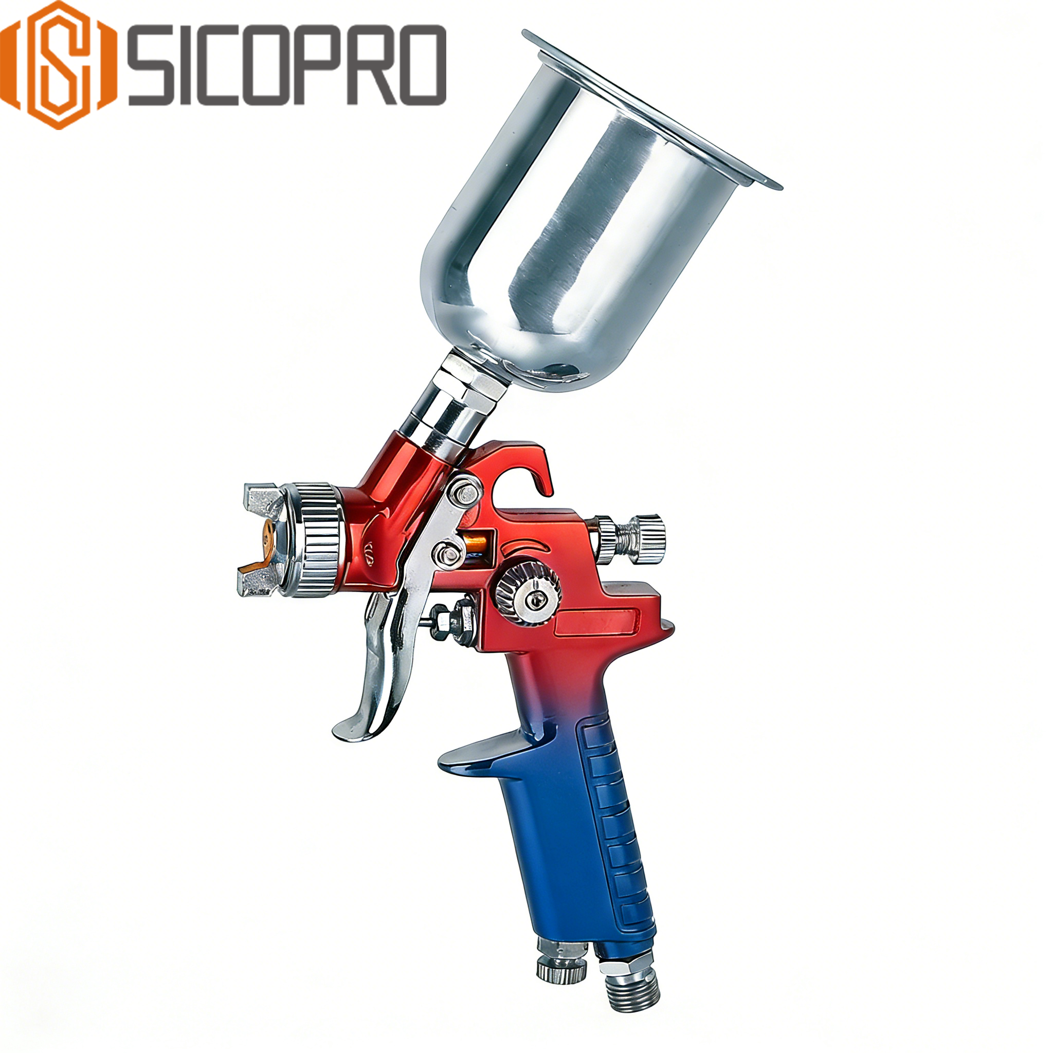 H-2000G Red-Blue Gradient LVLP Gravity Spray Gun