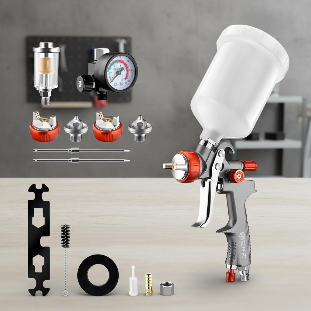 LVLP SK100B Gravity Feed Car Paint Spray Gun Kit for Auto Body Repair