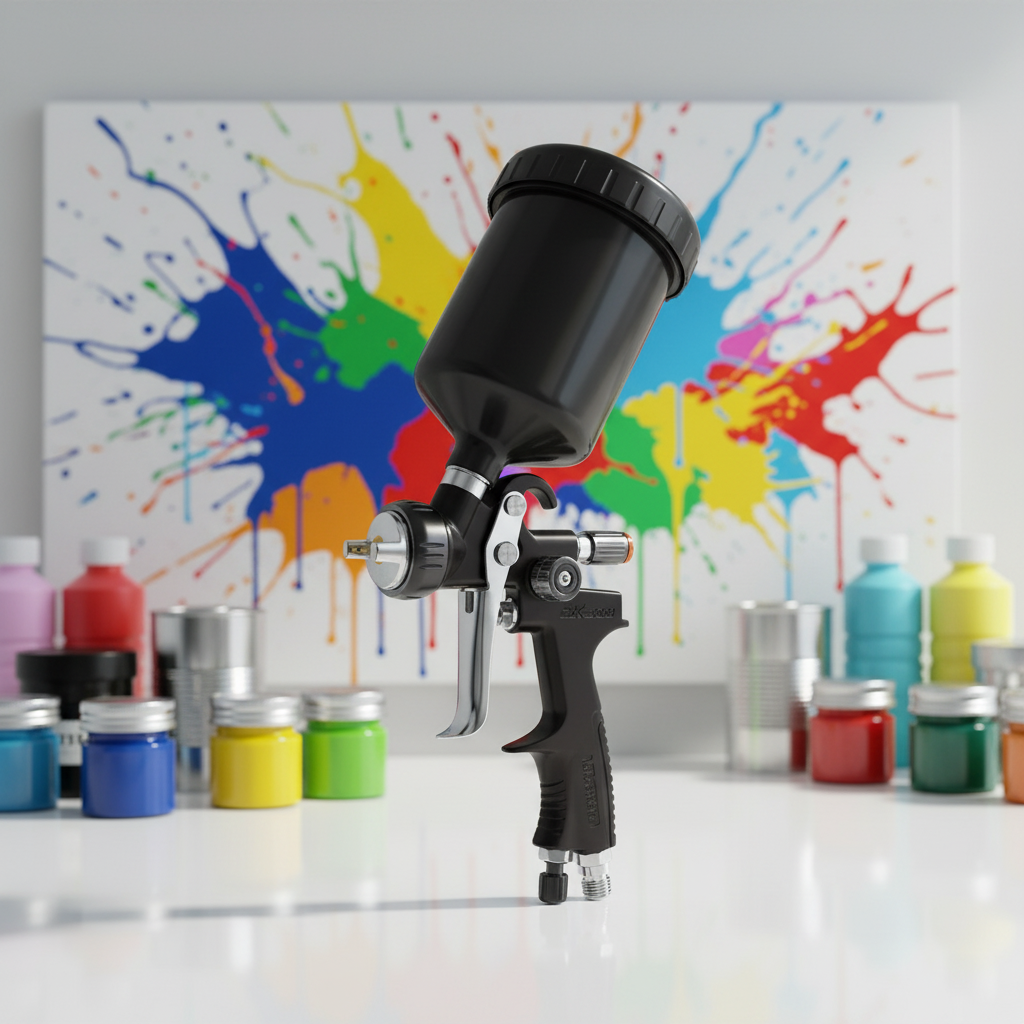 SK-100 LVLP Gravity Feed Spray Gun Black Professional Paint Sprayer