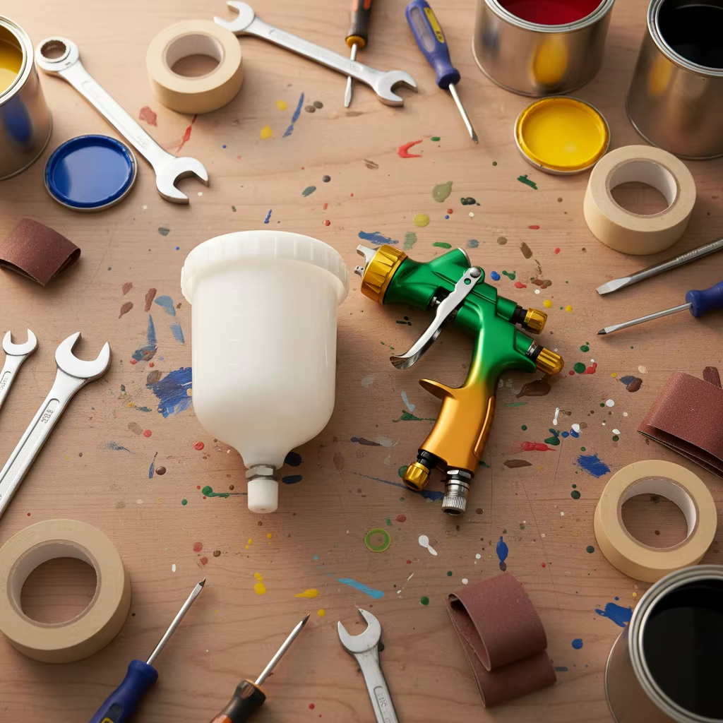 V-8007 LVLP Spray Gun High Efficiency Gravity Feed Air Spray Gun Set B