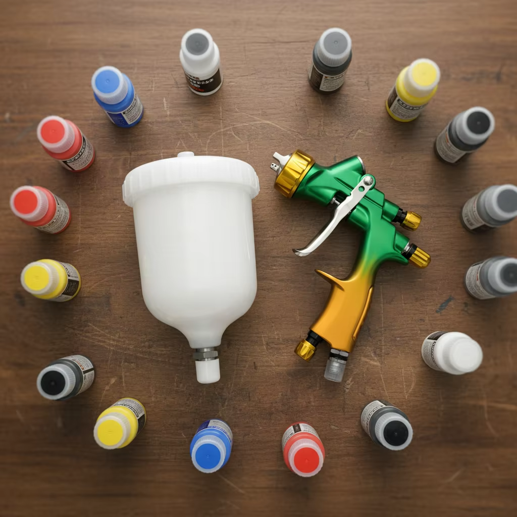 V-8007 LVLP Spray Gun Automotive Gravity Feed Air Spray Gun Set E