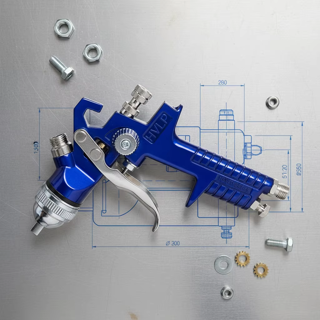 LVLP Blue Automotive Spray Gun Precision Coating Tool Model B2