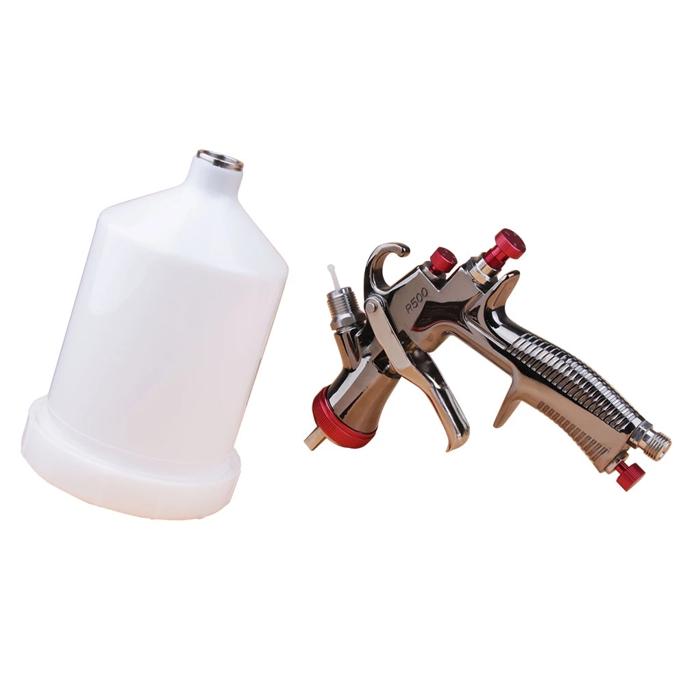 High‑Versatility LVMP Gravity‑Feed Paint Spray Gun – Metallic Silver with 600ml Cup | Precision Finish for Auto, Furniture & Metal