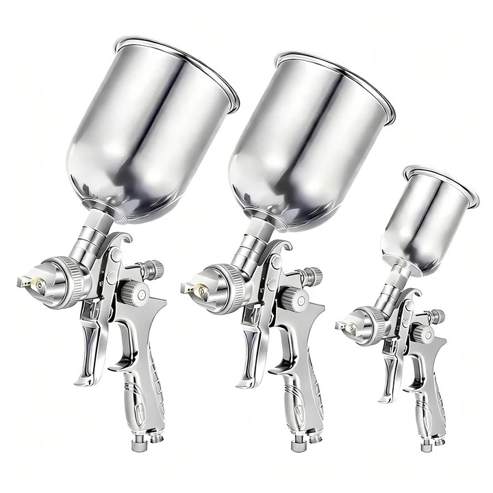 3-Piece LVLP Gravity Feed Spray Gun Set (1.3mm/1.4mm/1.8mm Nozzles) – Precision Low Pressure Paint Tool Kit