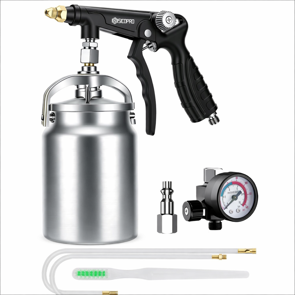 Refinished Painting LVLP Spray Gun Easy to Use & Durable – Stainless Steel Undercoating System (Set 2)