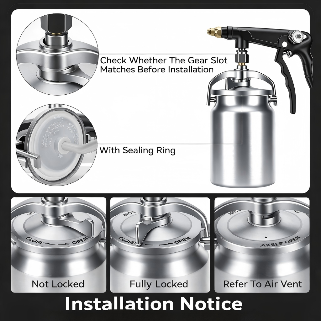 Refinished Painting LVLP Spray Gun Easy to Use & Durable – Stainless Steel Undercoating System (Set 4)