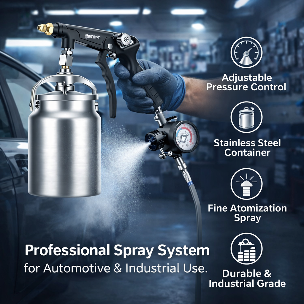 Refinished Painting LVLP Spray Gun Easy to Use & Durable – Stainless Steel Undercoating System (Set 6)