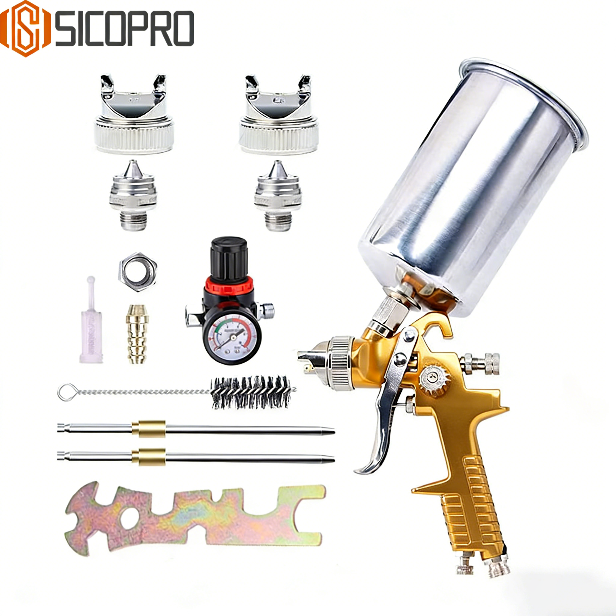 Refinished Painting LVLP Spray Gun Kit - Golden