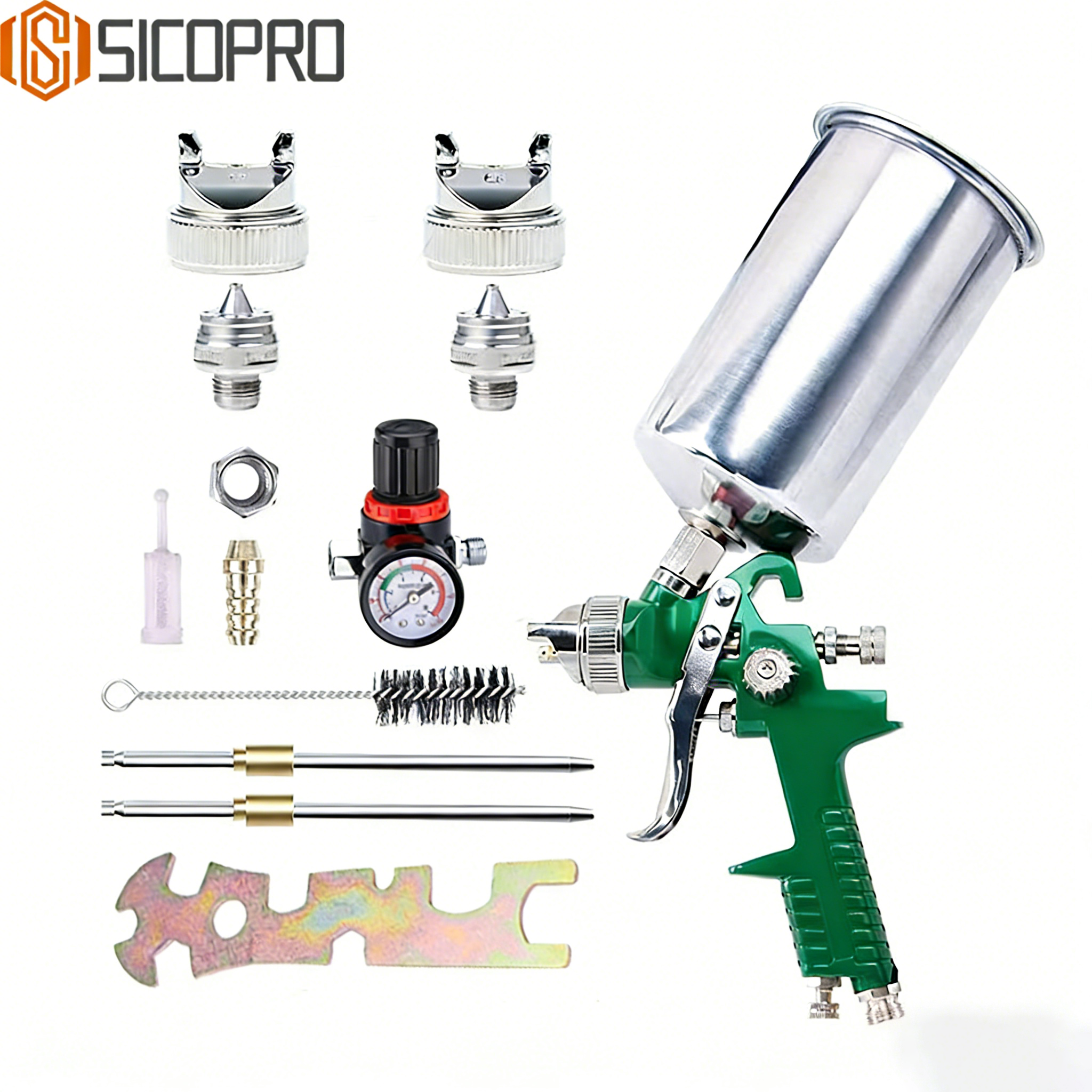 Refinished Painting LVLP Spray Gun Kit - Green