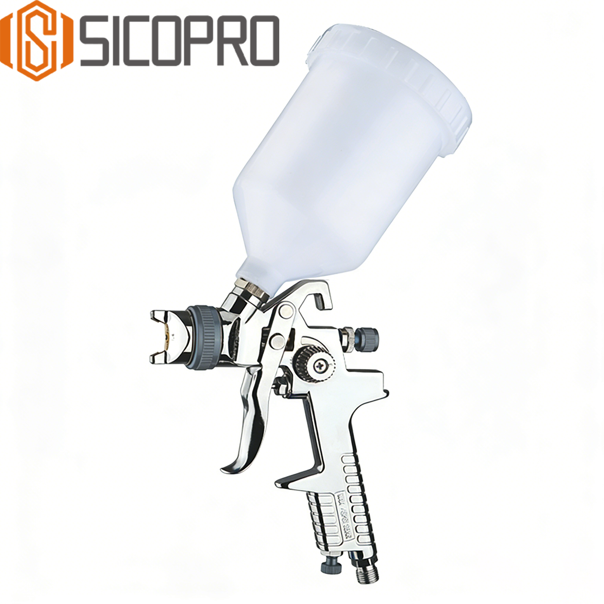 SICOPRO Silver LVLP Spray Gun SK-827 - Precision Gravity Feed Paint Tool