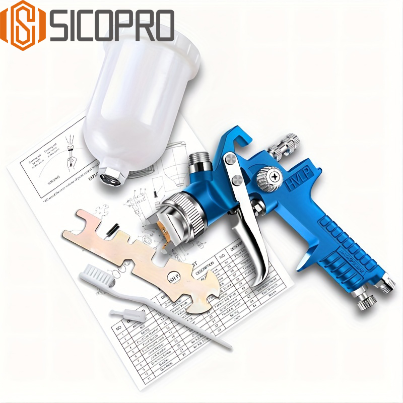 SICOPRO Blue HVLP LVLP Paint Sprayer – High Precision Spray Gun H-827P with Gravity Cup