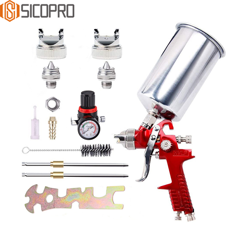 Professional LVLP Spray Gun Kit with Multiple Nozzles and Accessories - H-827P