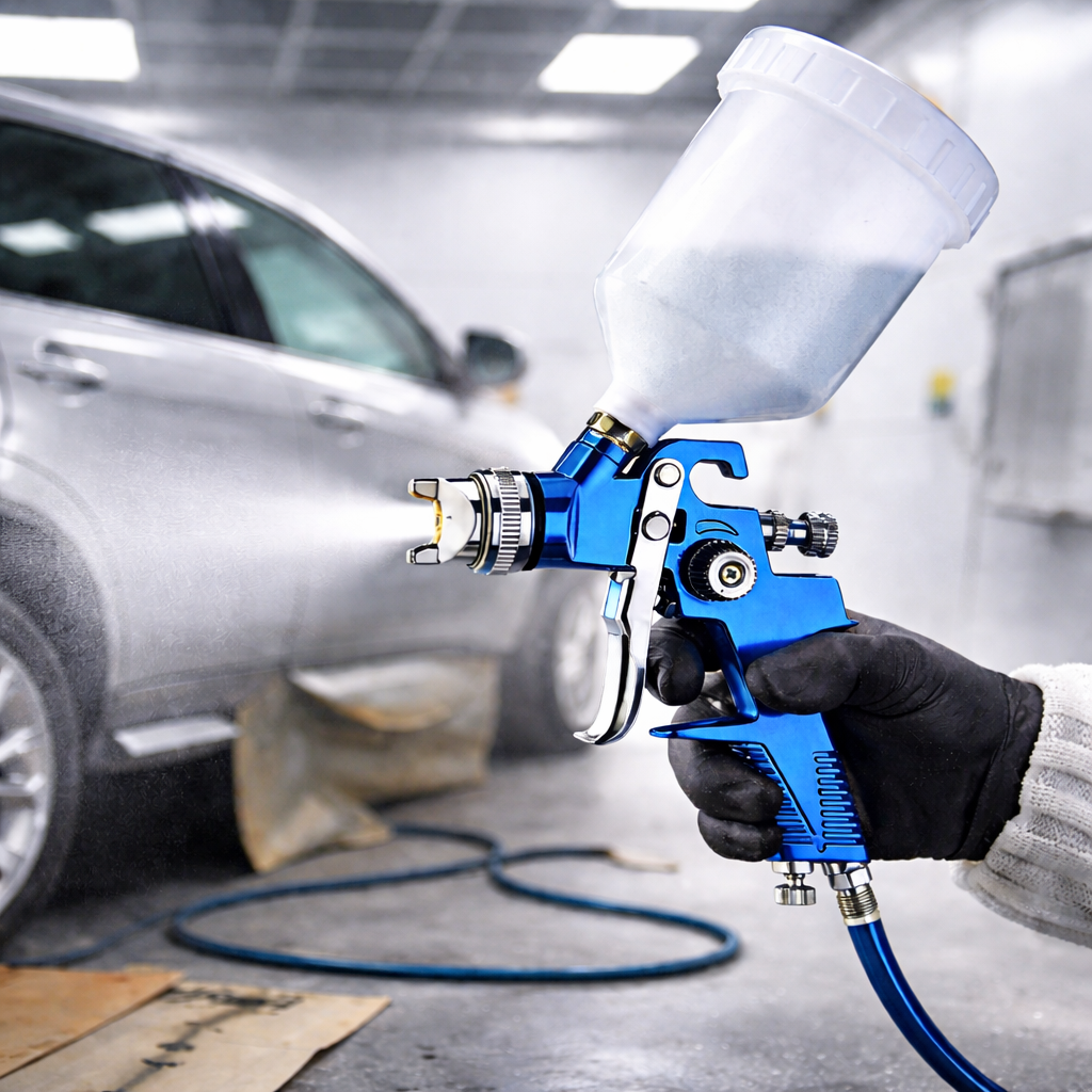 H-970P BLUE LVLP Gravity Feed Spray Gun – Automotive Refinish Paint Sprayer