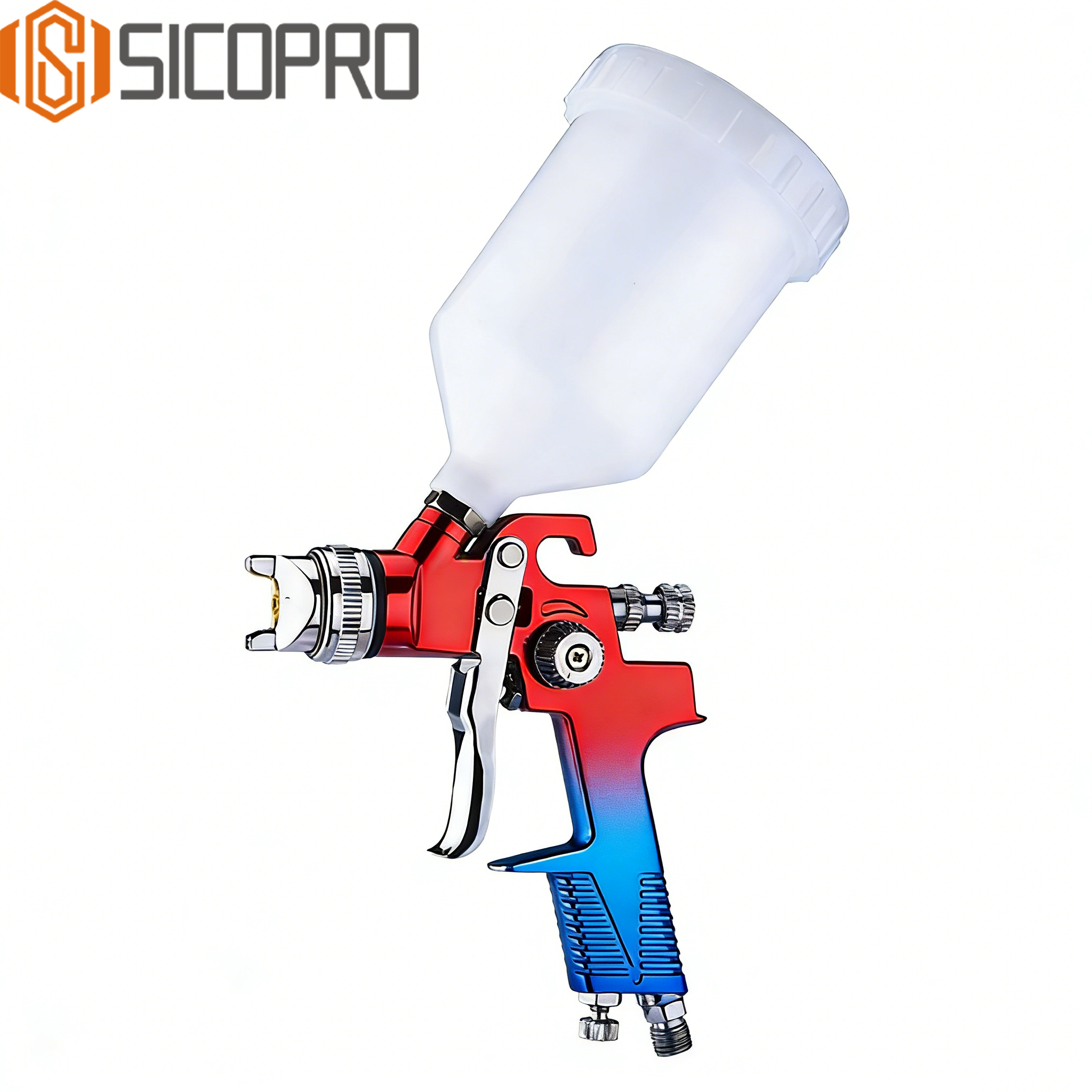 SICOPRO H-970P Red & Blue LVLP Spray Gun for Automotive Refinishing