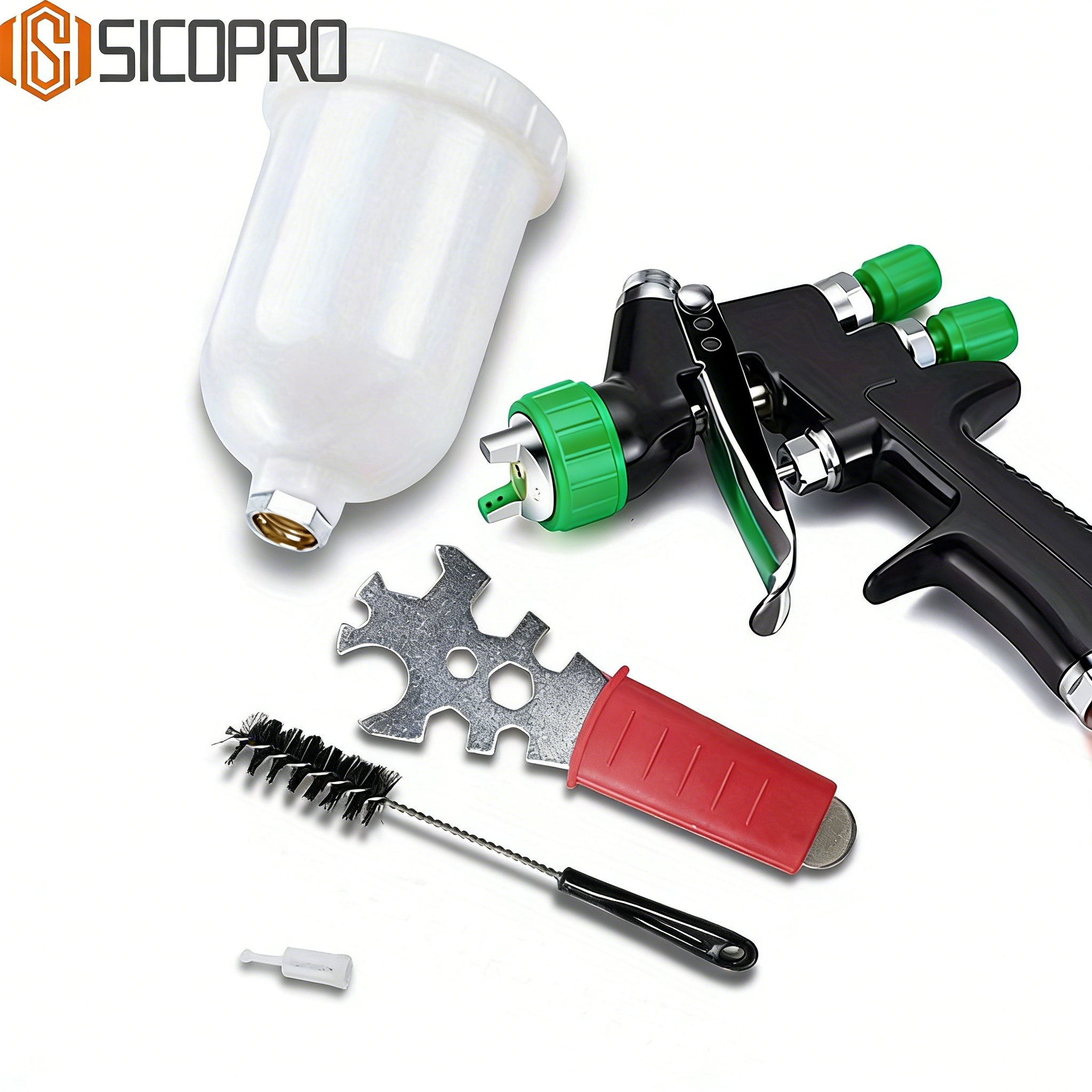 Green LVLP Spray Gun Kit MP-791 with Full Cleaning Tools