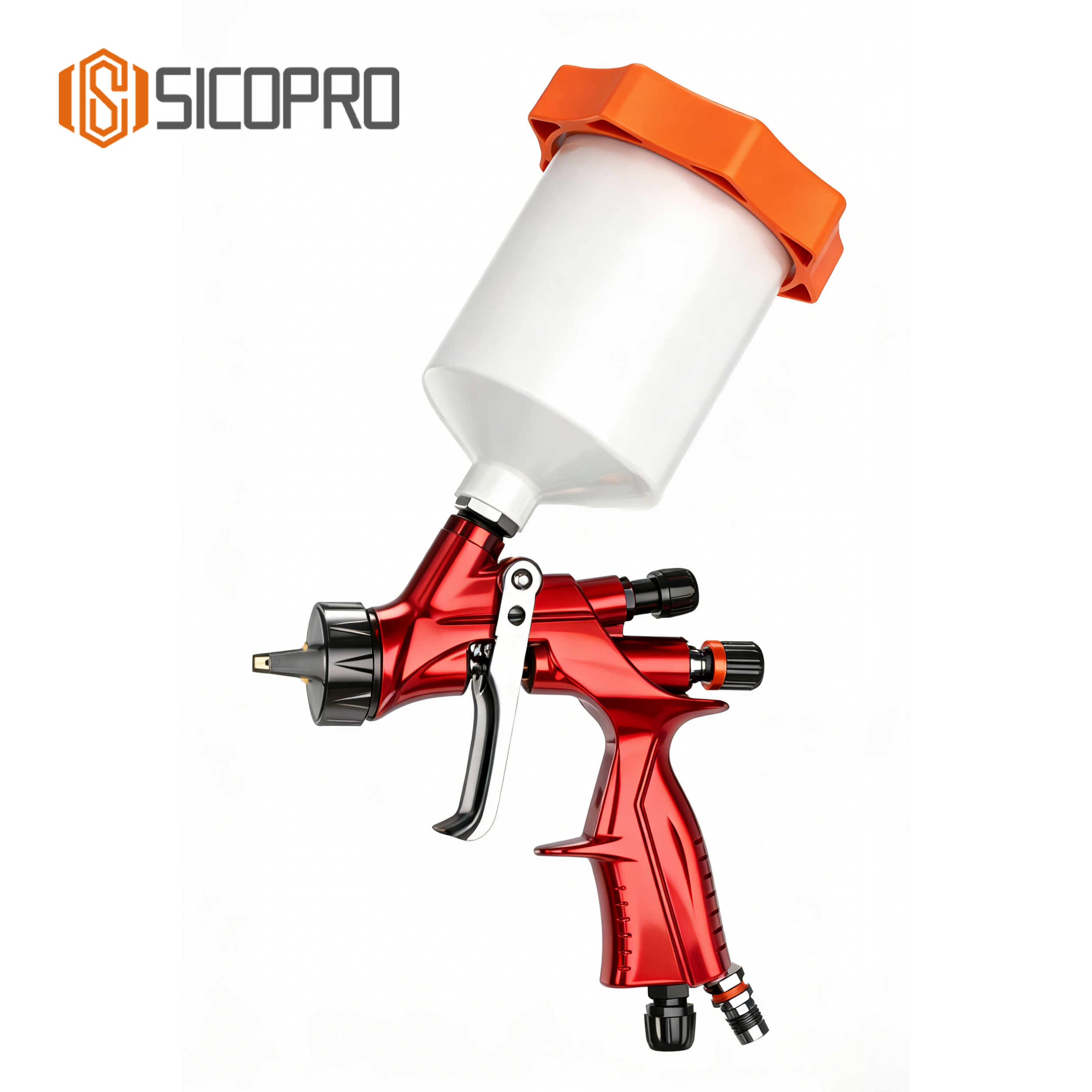 Refinished LVLP Spray Gun SK200 – High Transfer Efficiency for Automotive & Industrial Use (Red)