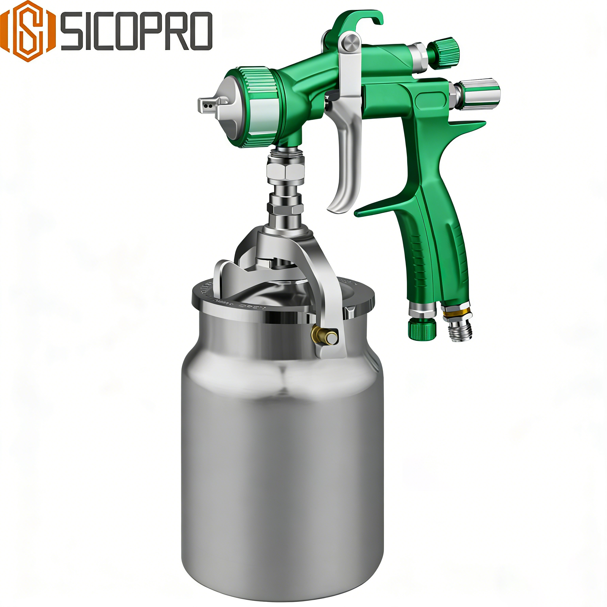 SICOPRO Green LVLP Suction Spray Gun with Large Capacity Cup