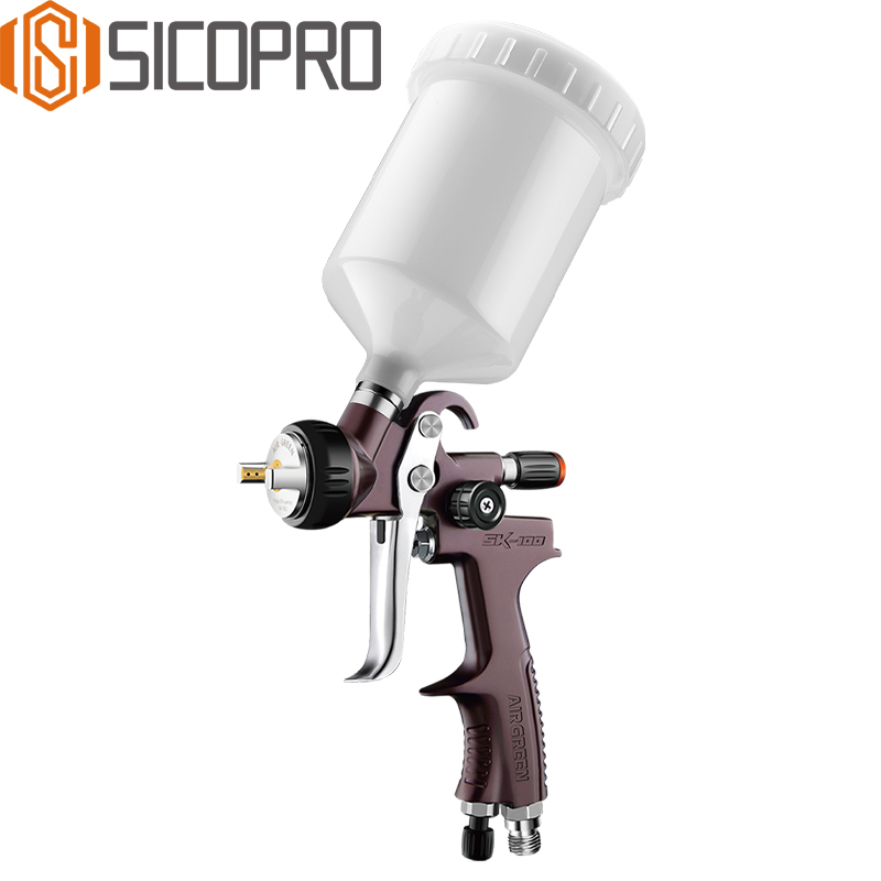 SK-100 HVLP Spray Gun – 1.3mm Professional Gravity Feed Paint Gun with White Cup