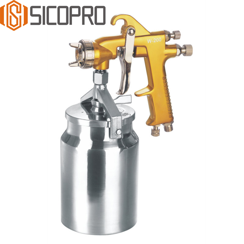 W-200 LVLP Siphon Feed Spray Gun – Gold Body, High Transfer Efficiency