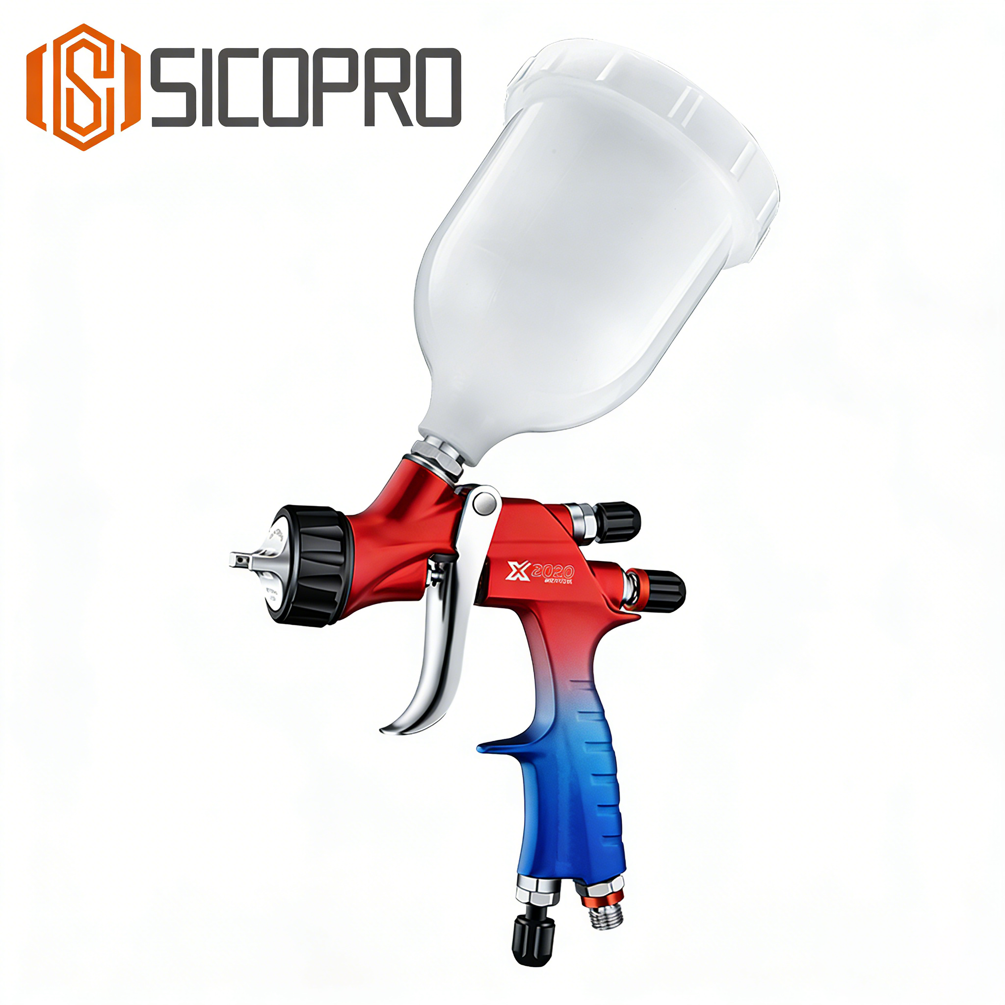SICOPRO X-2020 LVLP Spray Gun - Red and Blue