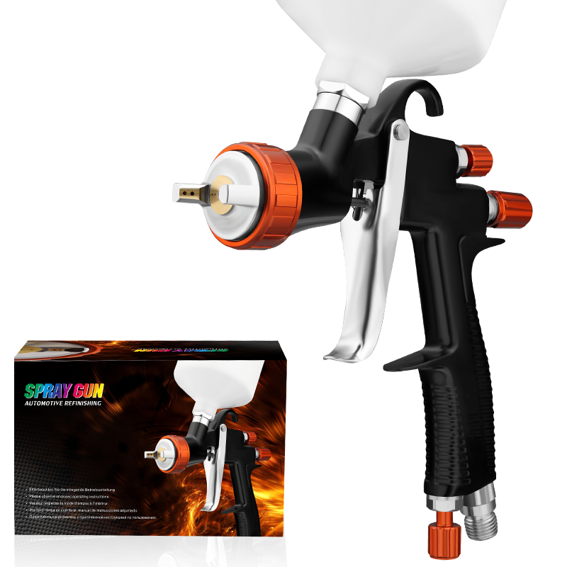 S-400 LVLP Spray Gun – Black & Orange Precision Refinish Sprayer with Gravity Cup