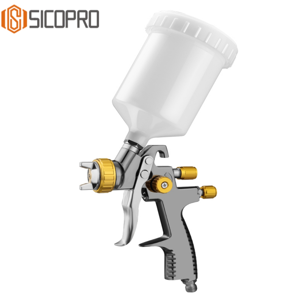 SICOPRO SK-2011 LVLP Gravity Feed Spray Gun with Golden Control Knobs